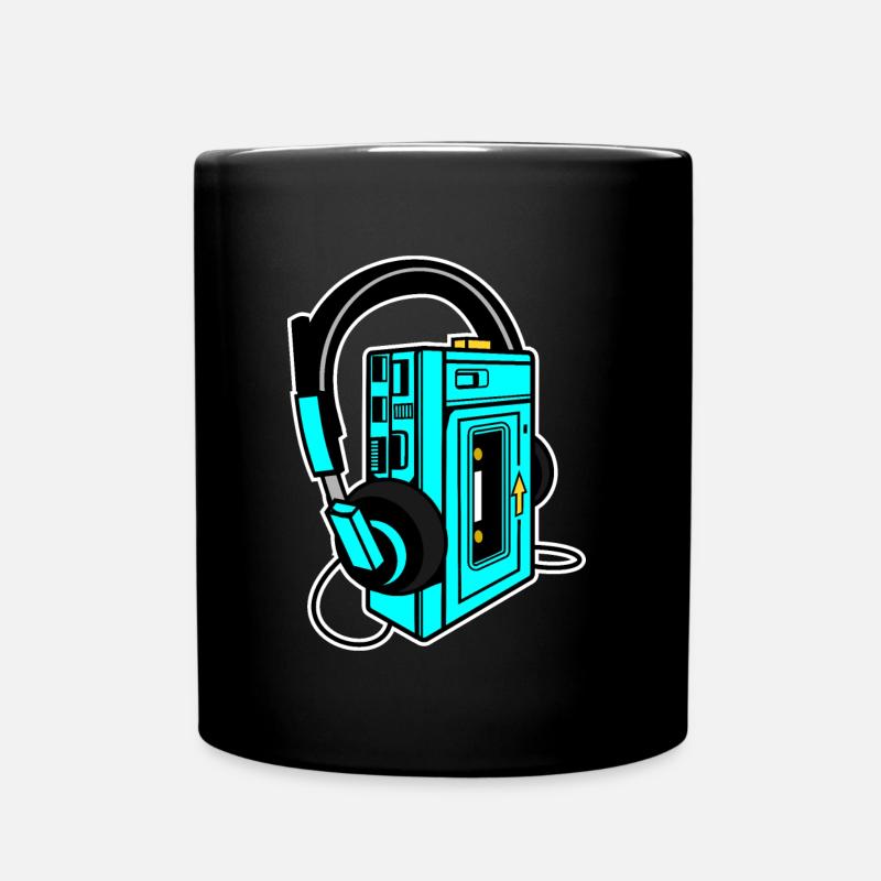 Walkman cassette music retro style gift idea - Full Colour Mug - black