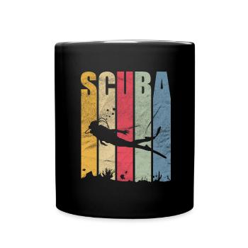 Vintage scuba diving for funny diver - Full Colour Mug - black - Front