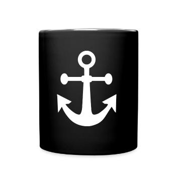 Anchor Gift Boat Captain Sailing - Full Colour Mug - black - Front