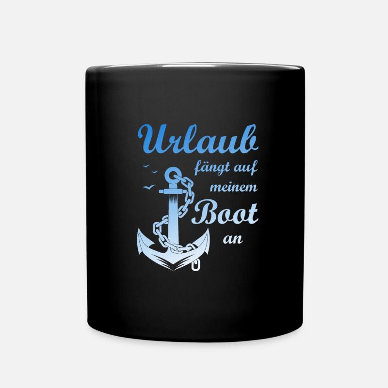 Urlaub fängt auf meinem Boot an Anker T-Shirt - Tasse einfarbig - Schwarz