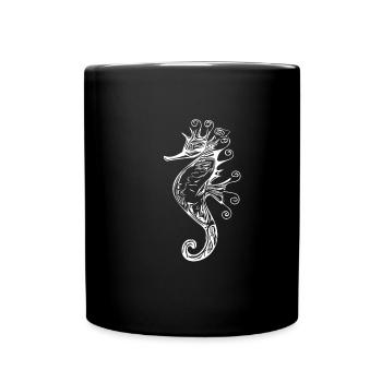 Vintage Seepferd - Tasse einfarbig - Schwarz - Vorne