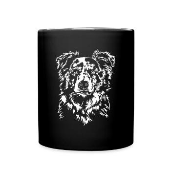 BORDER COLLIE merle portrait Le chien de troupeau de Wilsign - Mug uni - noir - Devant