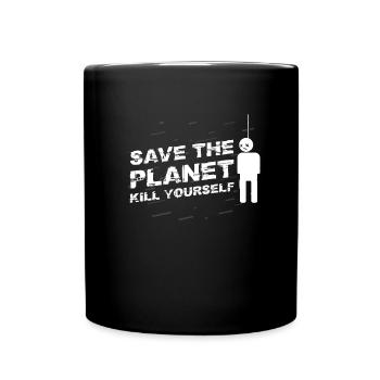 Save The Planet Kill Yourself TShirt Hangman - Full Colour Mug - black - Front