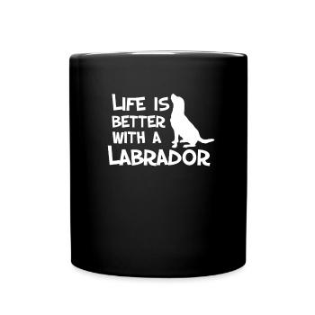 Life with Labrador - Wolfhound, Husky, Gift - Full Colour Mug - black - Front