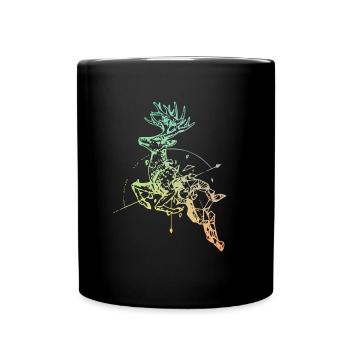 Deer with compass - Full Colour Mug - black - Front