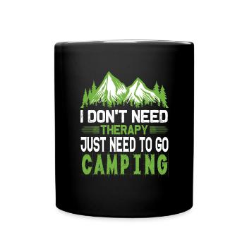 Le camping est ma thérapie - camping-car, tente - Mug uni - noir - Devant