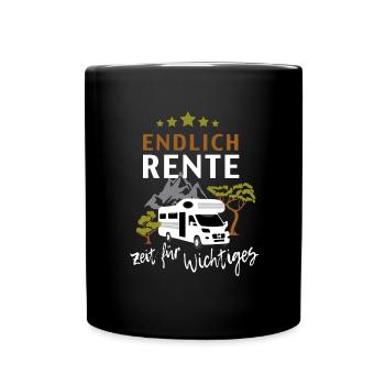 Endlich Rente Wohnmobil Camping Geschenk Shirt - Tasse einfarbig - Schwarz - Vorne