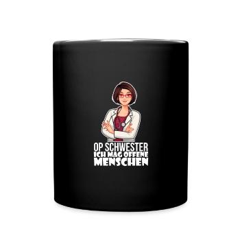 OP Schwester - Krankenschwester - Tasse einfarbig - Schwarz - Vorne