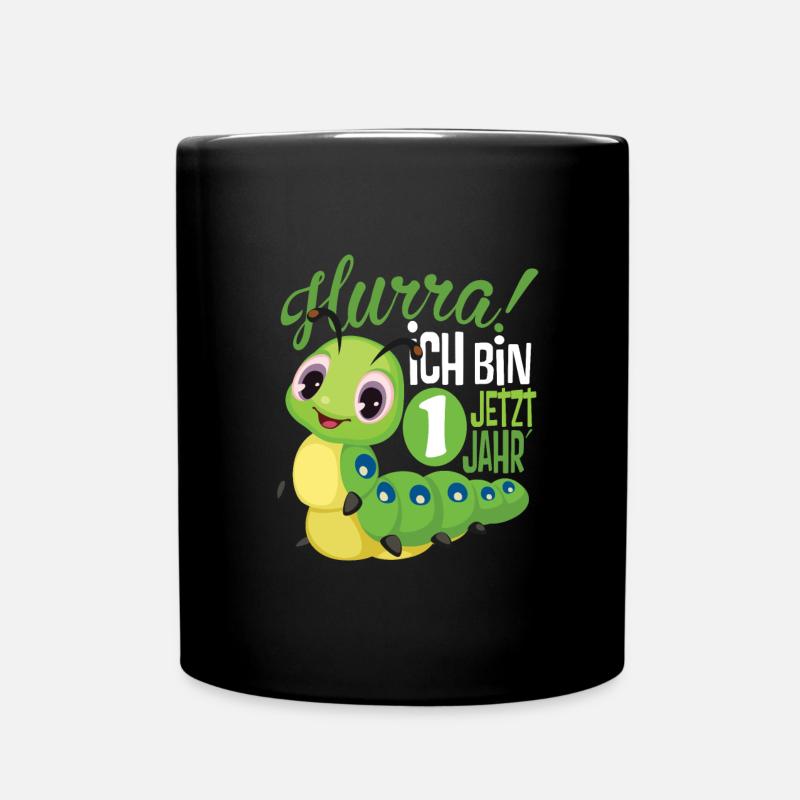 1 Geburtstag Kinder Raupe - Tasse einfarbig - Schwarz
