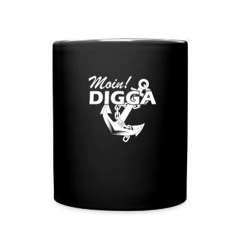 Moin Digga Anker - Tasse einfarbig - Schwarz - Vorne