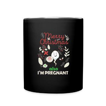 Merry Christmas & Pregnant - Geburt - Tasse einfarbig - Schwarz - Vorne