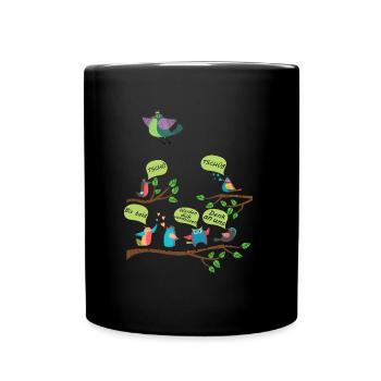 Abschieds Shirt Vögel - Tasse einfarbig - Schwarz - Vorne