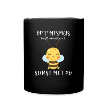 Biene Optimismus Sumsi mit Po - Tasse einfarbig - Schwarz - Vorne