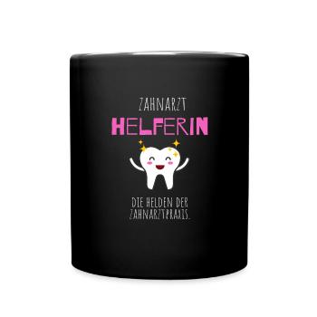 Zahnarzt Helferin - Tasse einfarbig - Schwarz - Vorne