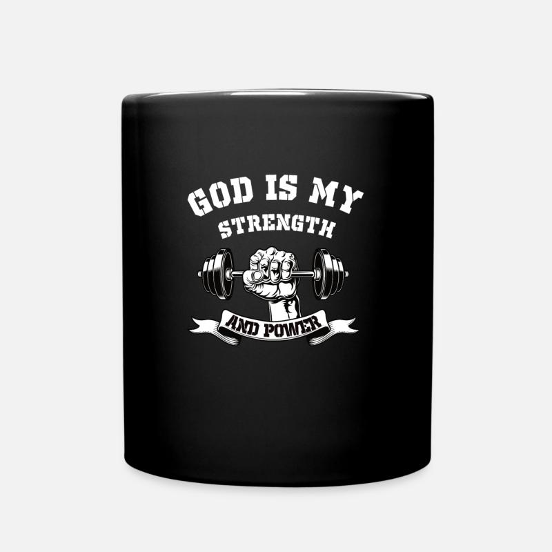 Gott ist Stärke und Kraft - christliches Design - Tasse einfarbig - Schwarz