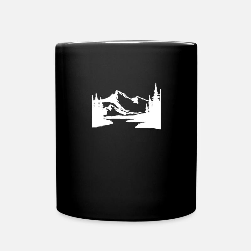 Landschaft mit Bergen und Bäumen - Tasse einfarbig - Schwarz