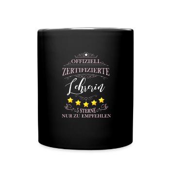 Offiziell Zertifizierte Lehrerin - Tasse einfarbig - Schwarz - Vorne