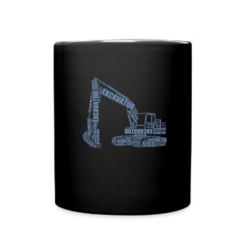 Bagger Baggerfahrer aus Worten Baggerfahrer - Tasse einfarbig - Schwarz - Vorne