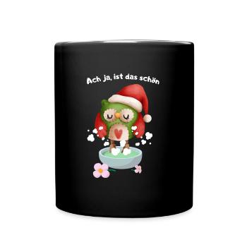 Ach ja ist das schön - Fußbad Weihnachten Eule - Tasse einfarbig - Schwarz - Vorne