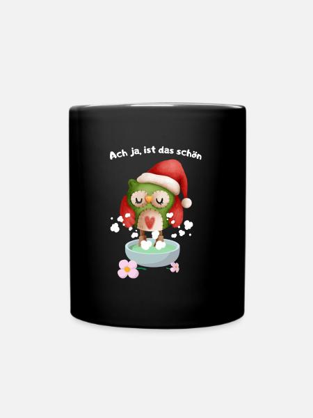 Ach ja ist das schön - Fußbad Weihnachten Eule - Tasse einfarbig - Schwarz