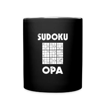 Sudoku Opa Rätsel Design - Tasse einfarbig - Schwarz - Vorne