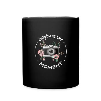 Capture the moment-Fotografie Kamera Spruch - Tasse einfarbig - Schwarz - Vorne