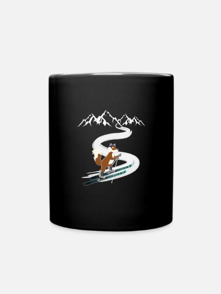Skitour Tourenski Fuchs Berg Motiv - Tasse einfarbig - Schwarz