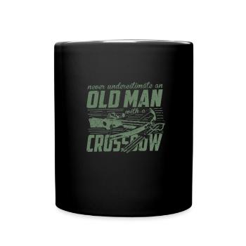 Crossbow never underestimate an old man - Full Colour Mug - black - Front
