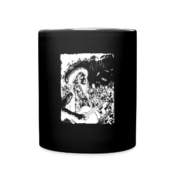 Portrait hippie noir et blanc femme à Woodstock - Mug uni - noir - Devant