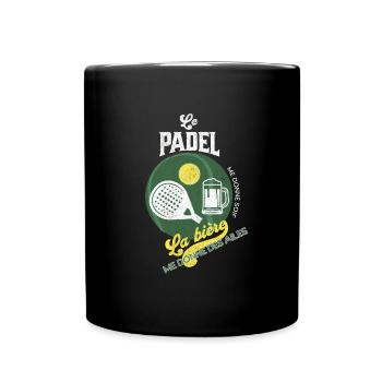Le padel me donne soif la bière me donne des ailes - Mug uni - noir - Devant