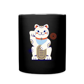 maneki neko, cat, lucky cat, neko, japanese - Tasse einfarbig - Schwarz - Vorne