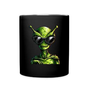 Cool Green Alien - Alien avec des lunettes de soleil - Mug uni - noir - Devant
