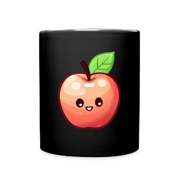 Kawaii Apfel: Fruchtig Süße Versuchung - Tasse einfarbig - Schwarz - Vorne