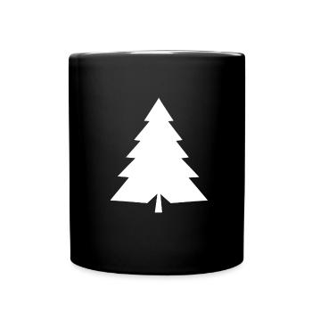 Versatile Magic: White Fir Tree Silhouette - Full Colour Mug - black - Front