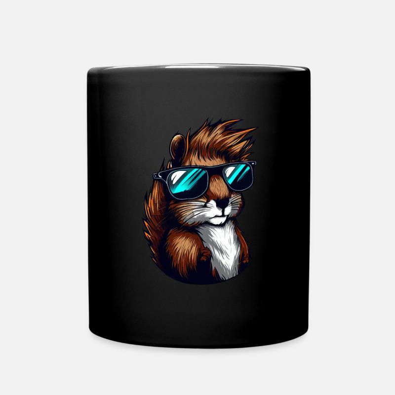 Scoiattolo cool con occhiali da sole – Elegante - Tazza monocolore - nero