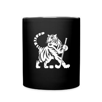 Silhouette minimaliste de joueur de hockey sur glace tigre - Mug uni - noir - Devant