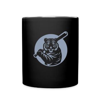 Minimalist Tiger Baseball Player Silhouette - Full Colour Mug - black - Front