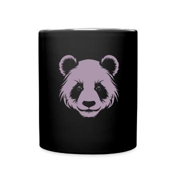 Panda Silhouette Head Portrait - Full Colour Mug - black - Front