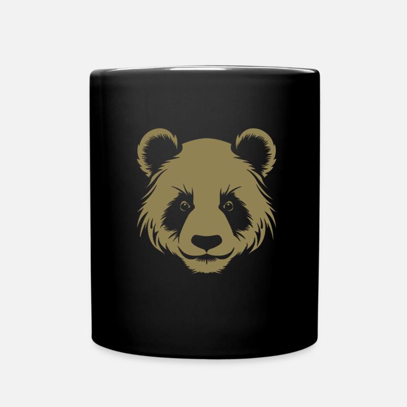 Panda Silhouette Head Portrait - Full Colour Mug - black