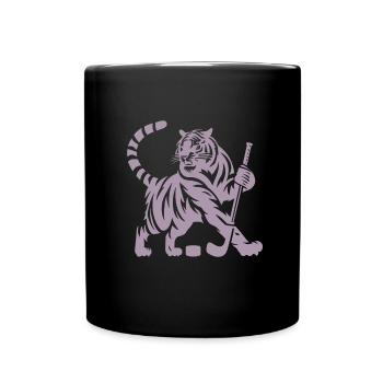 Silhouette minimaliste de joueur de hockey sur glace tigre - Mug uni - noir - Devant