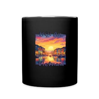 Hoi An, Vietnam - Hafenromantik bei lila - Tasse einfarbig - Schwarz - Vorne