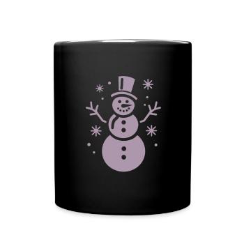 Snowman Silhouette Minimalist - Full Colour Mug - black - Front