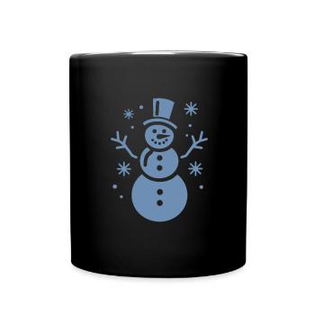Snowman Silhouette Minimalist - Full Colour Mug - black - Front