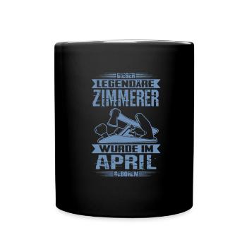 Zimmerer Geburtstag April - Tasse einfarbig - Schwarz - Vorne
