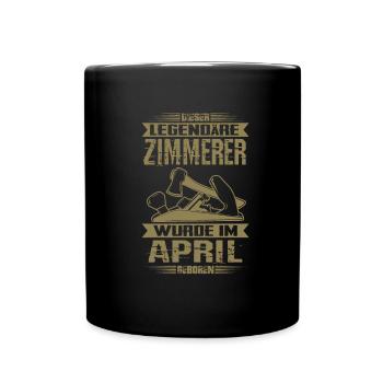 Zimmerer Geburtstag April - Tasse einfarbig - Schwarz - Vorne