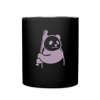 Minimalist Panda Bear Baseball Player - Full Colour Mug - black - Front