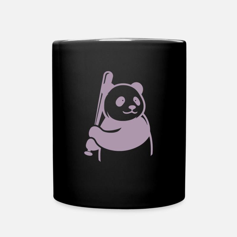 Minimalist Panda Bear Baseball Player - Full Colour Mug - black