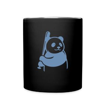 Minimalist Panda Bear Baseball Player - Full Colour Mug - black - Front