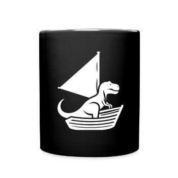 Cool Summer Sailboat T-Rex Silhouette - Full Colour Mug - black - Front