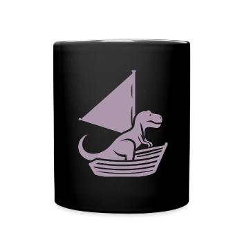 Cool Summer Sailboat T-Rex Silhouette - Full Colour Mug - black - Front